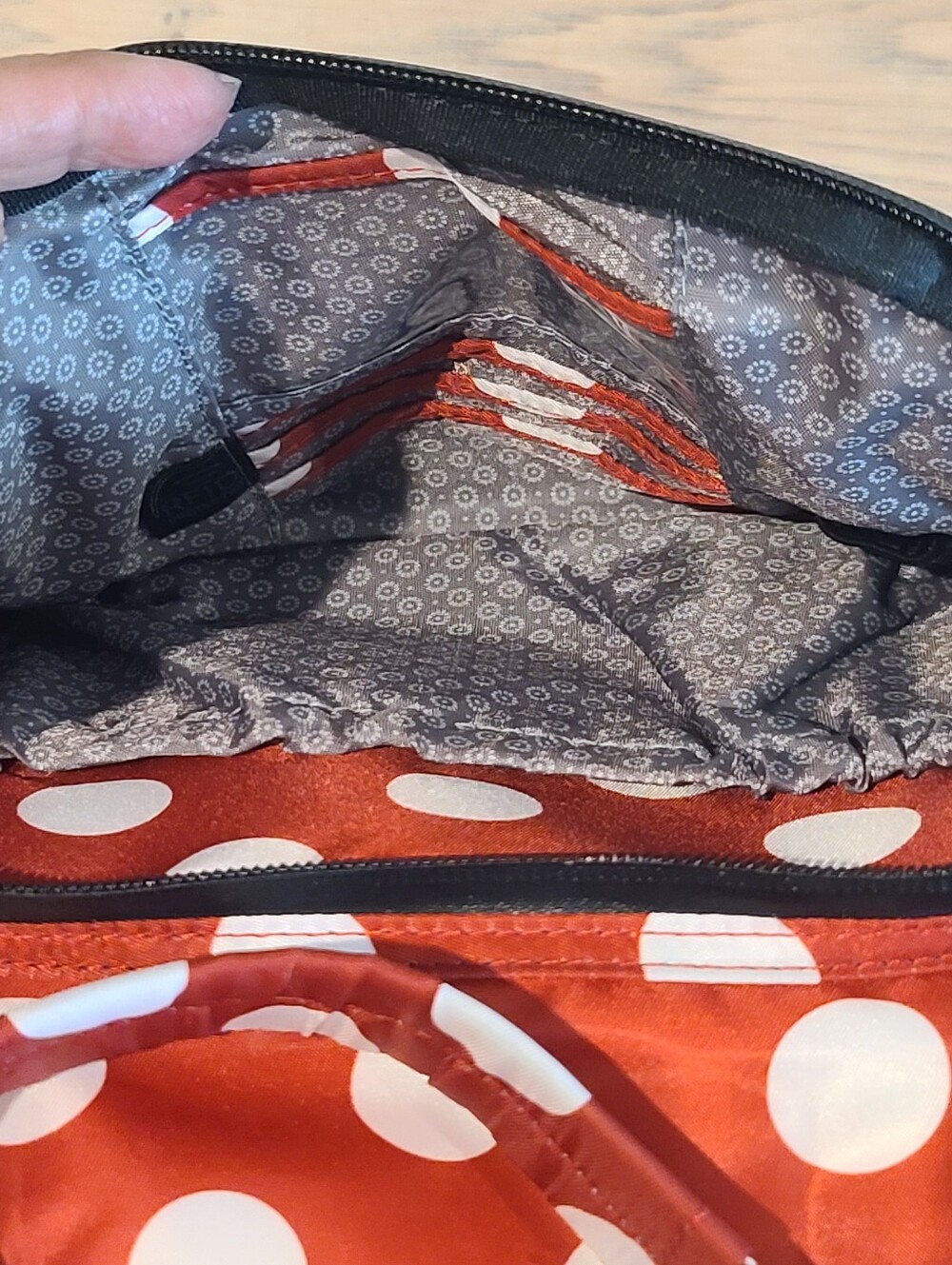 Lug RFID Convertible Canter Tote - Backpack - Crossbody - Crimson Large Dot - Picture 4 of 8